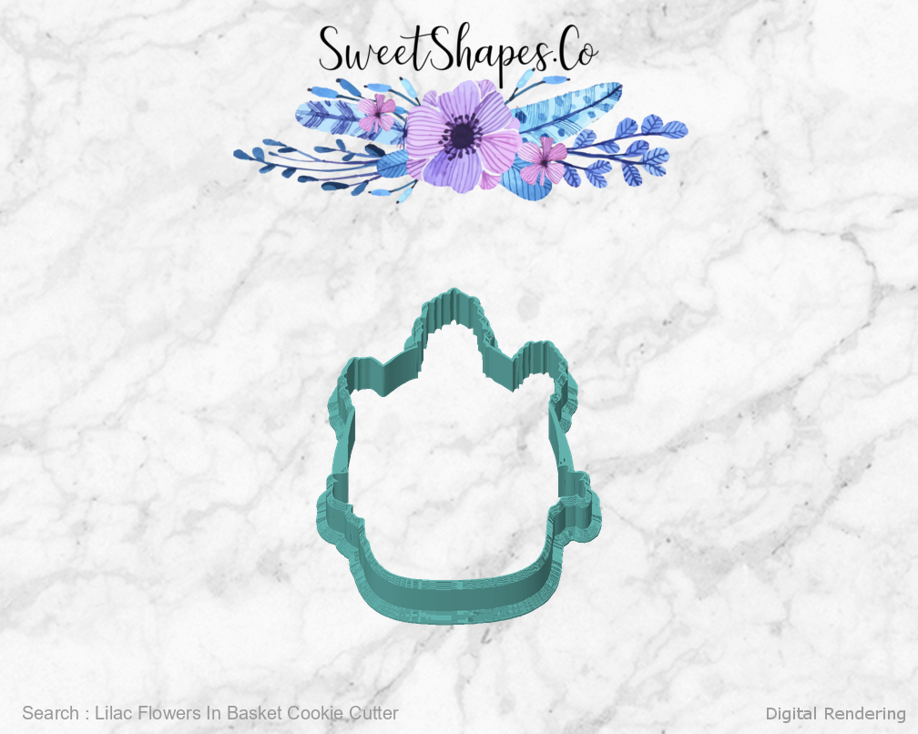 Lilac Flowers In Basket Cookie Cutter — front view