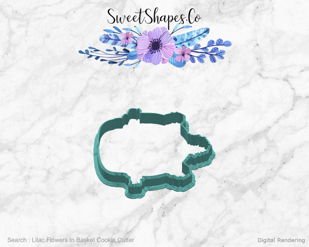 Lilac Flowers In Basket Cookie Cutter — right view