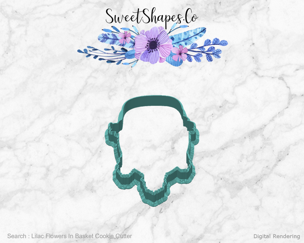 Lilac Flowers In Basket Cookie Cutter — back view