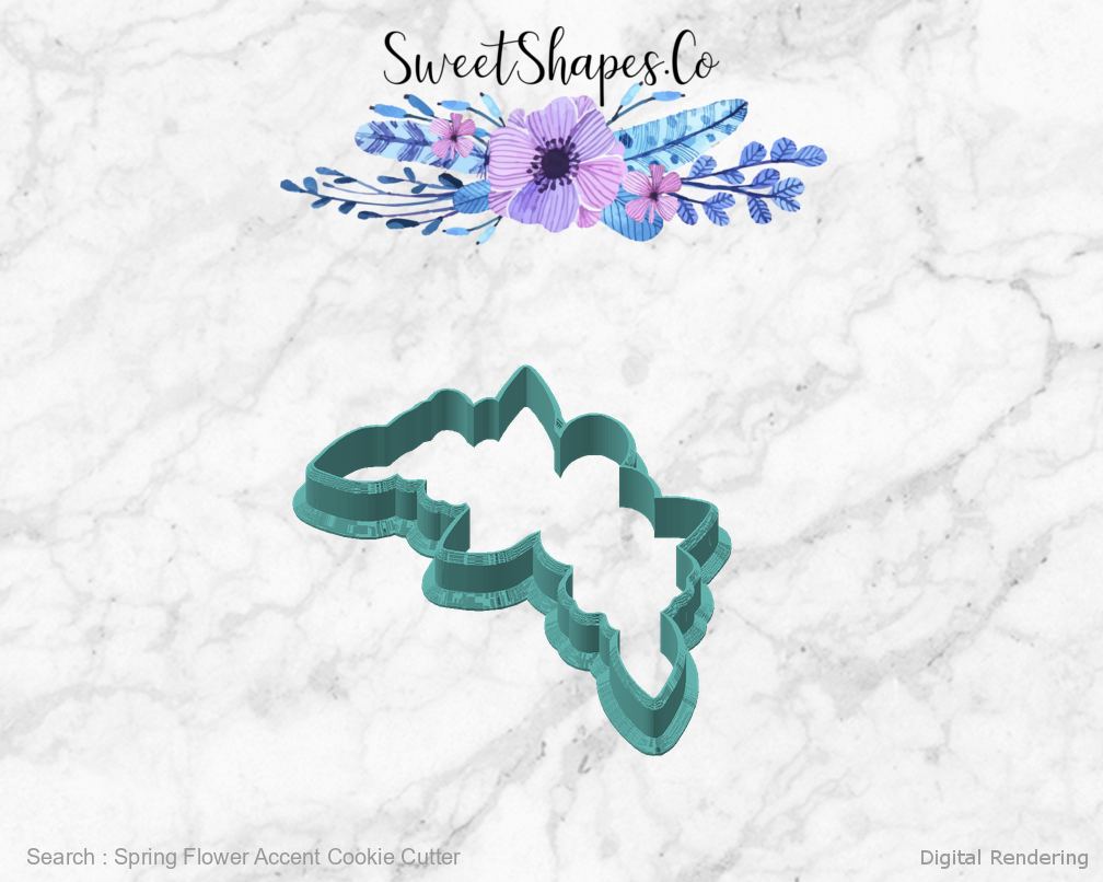 Spring Flower Accent Cookie Cutter — angled front view