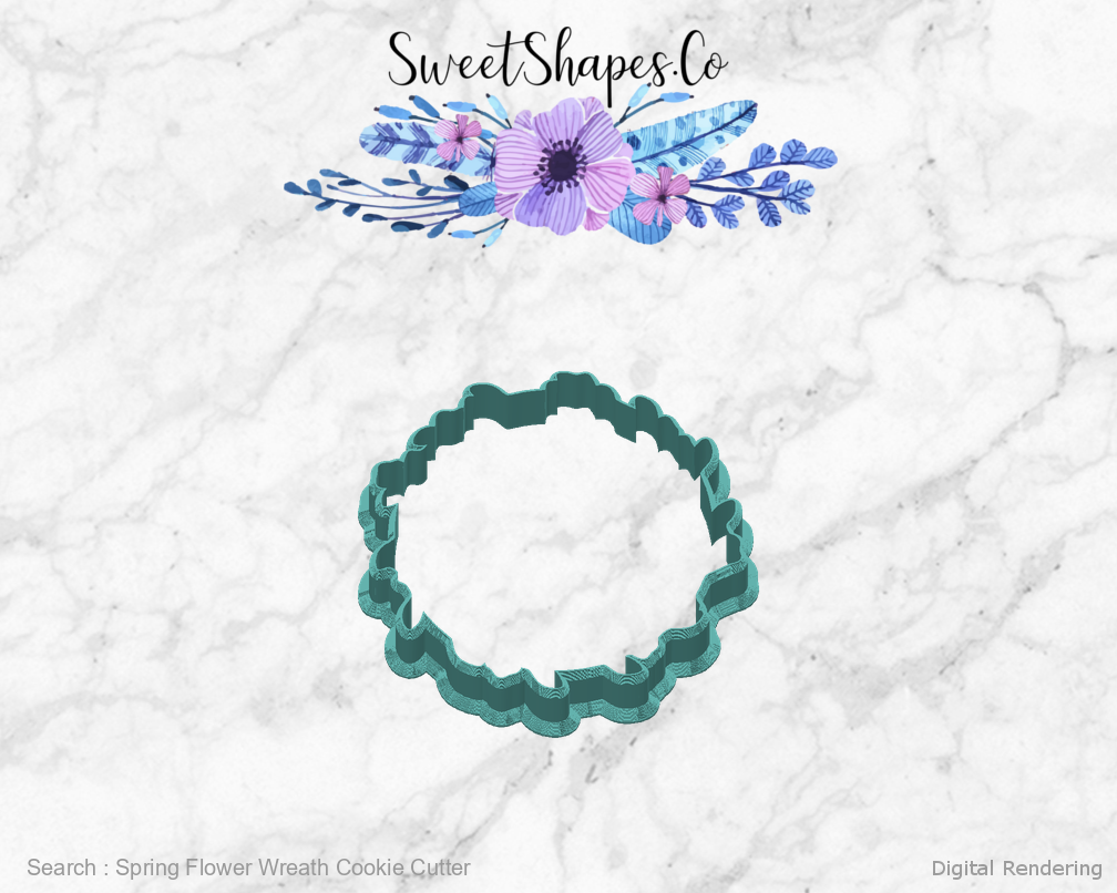 Spring Flower Wreath Cookie Cutter — back view