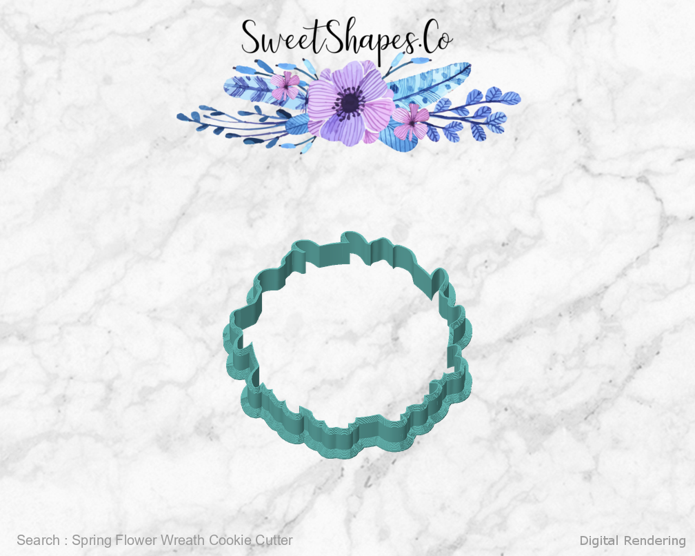 Spring Flower Wreath Cookie Cutter — front view