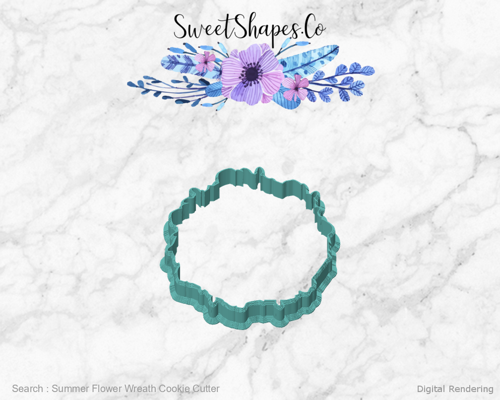 Summer Flower Wreath Cookie Cutter — front view