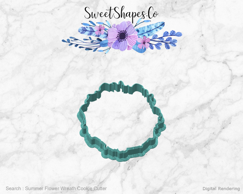 Summer Flower Wreath Cookie Cutter — angled front view