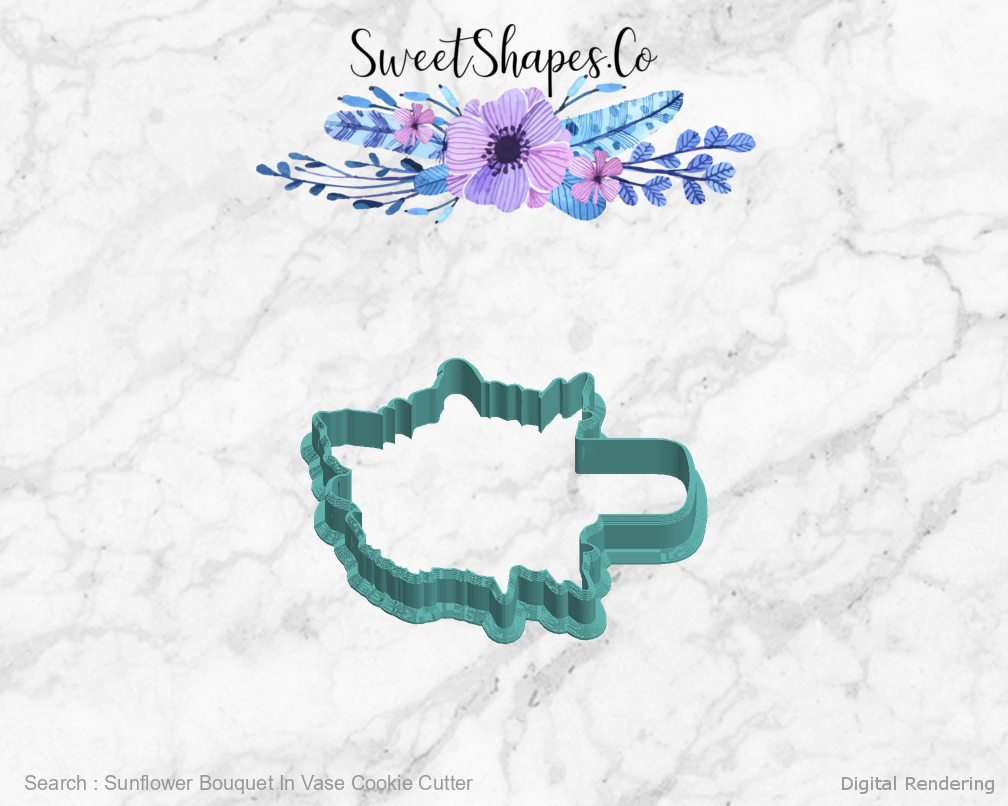 Sunflower Bouquet In Vase Cookie Cutter — left view