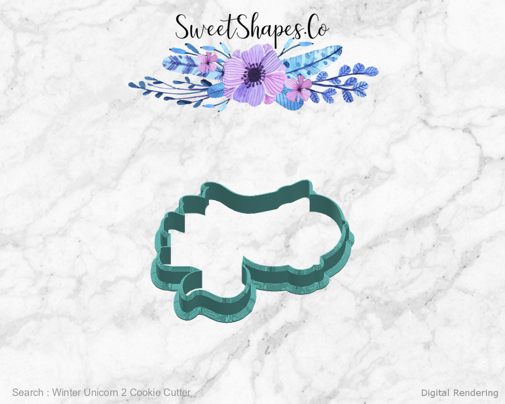 Winter Unicorn 2 Cookie Cutter — right view