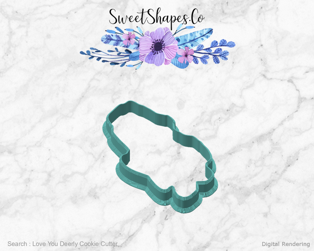 Love You Deerly Cookie Cutter — angled front view