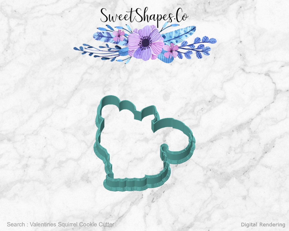 Valentines Squirrel Cookie Cutter — front view