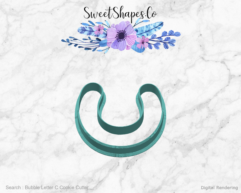 Bubble Letter C Cookie Cutter — right view