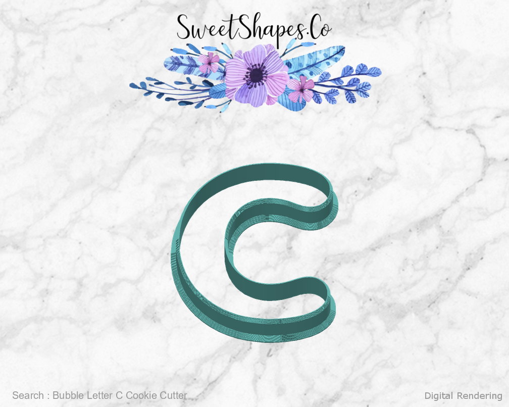 Bubble Letter C Cookie Cutter — back view