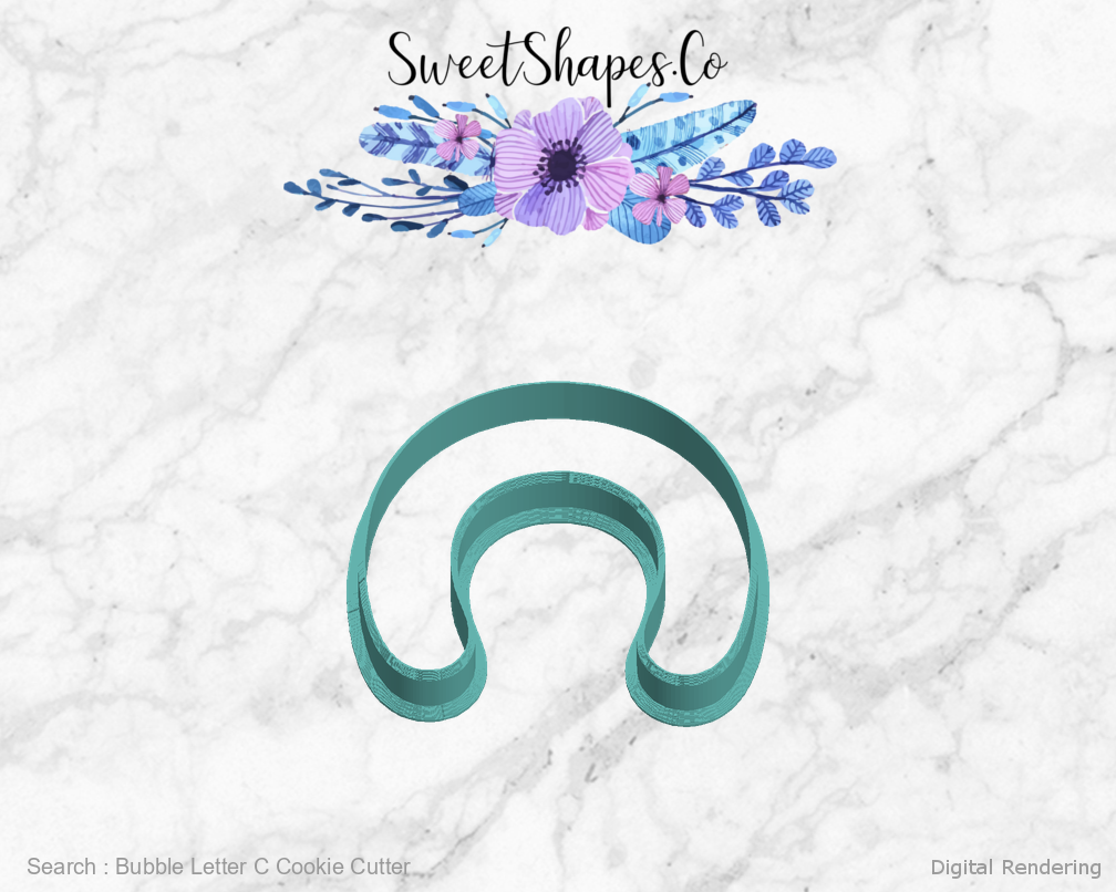 Bubble Letter C Cookie Cutter — left view