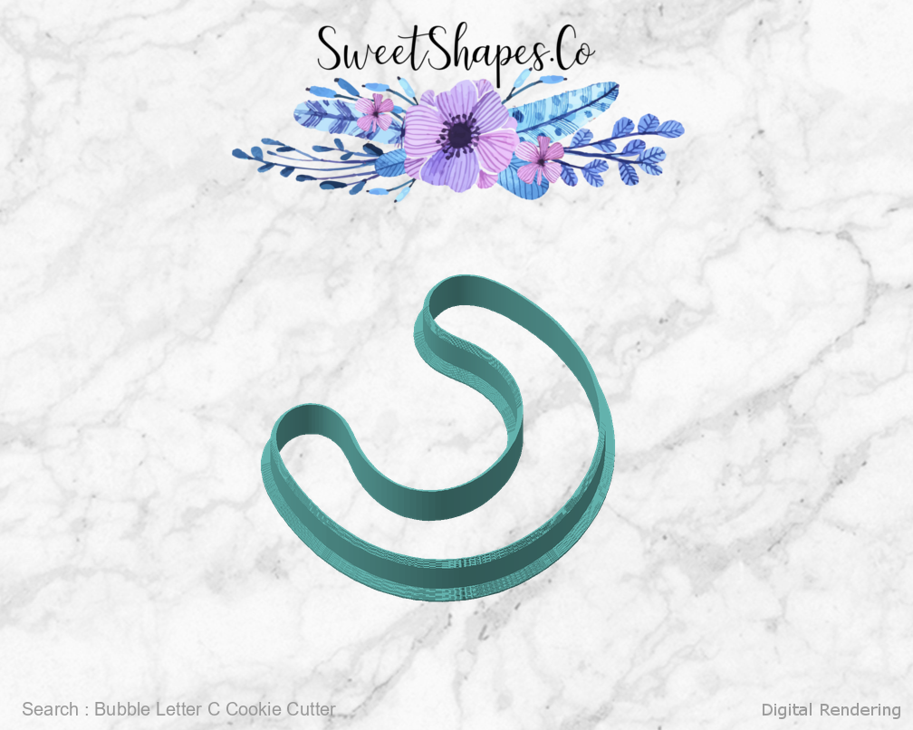 Bubble Letter C Cookie Cutter — angled front view