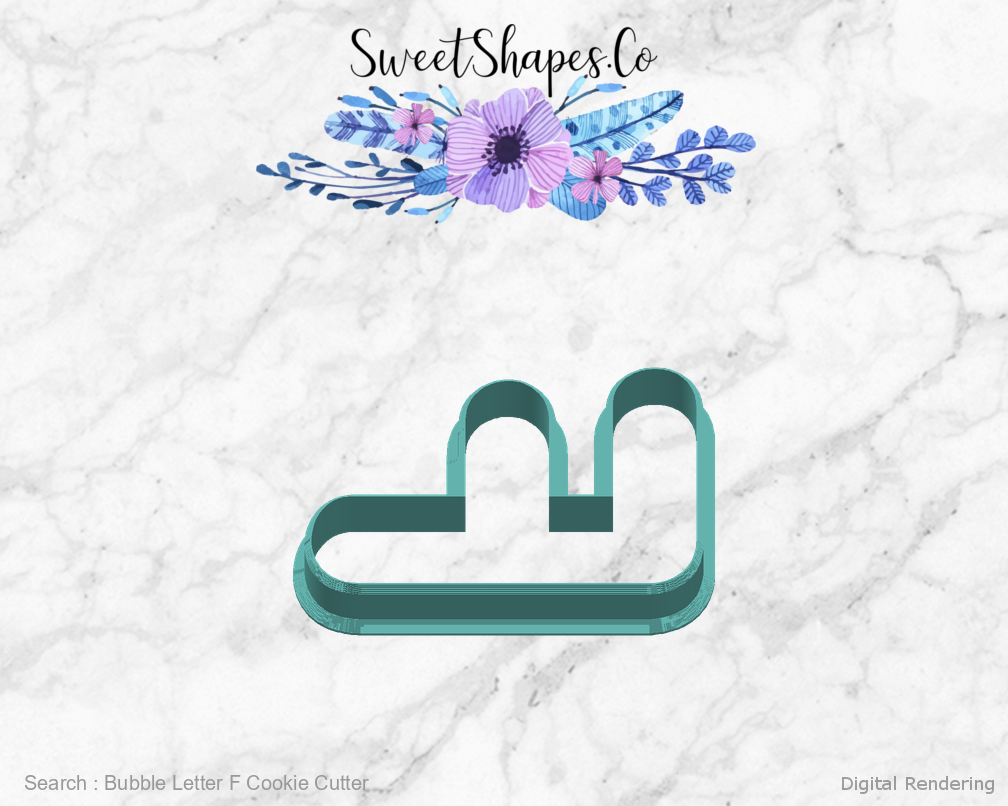 Bubble Letter F Cookie Cutter — right view