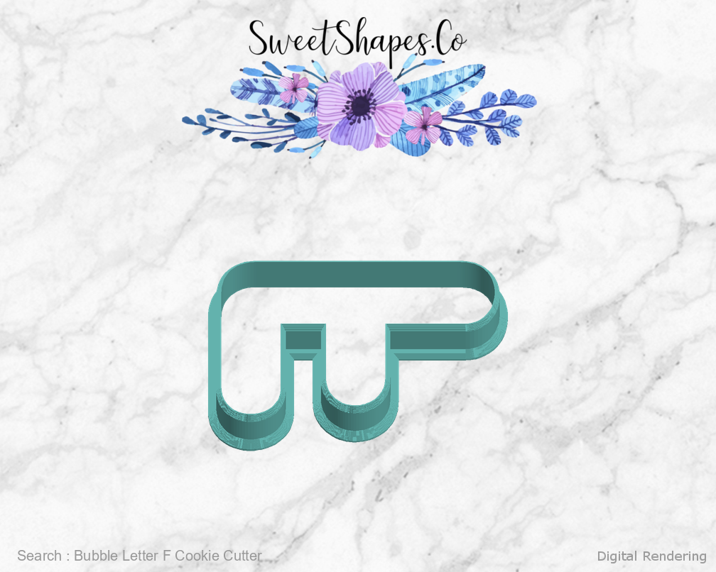 Bubble Letter F Cookie Cutter — left view
