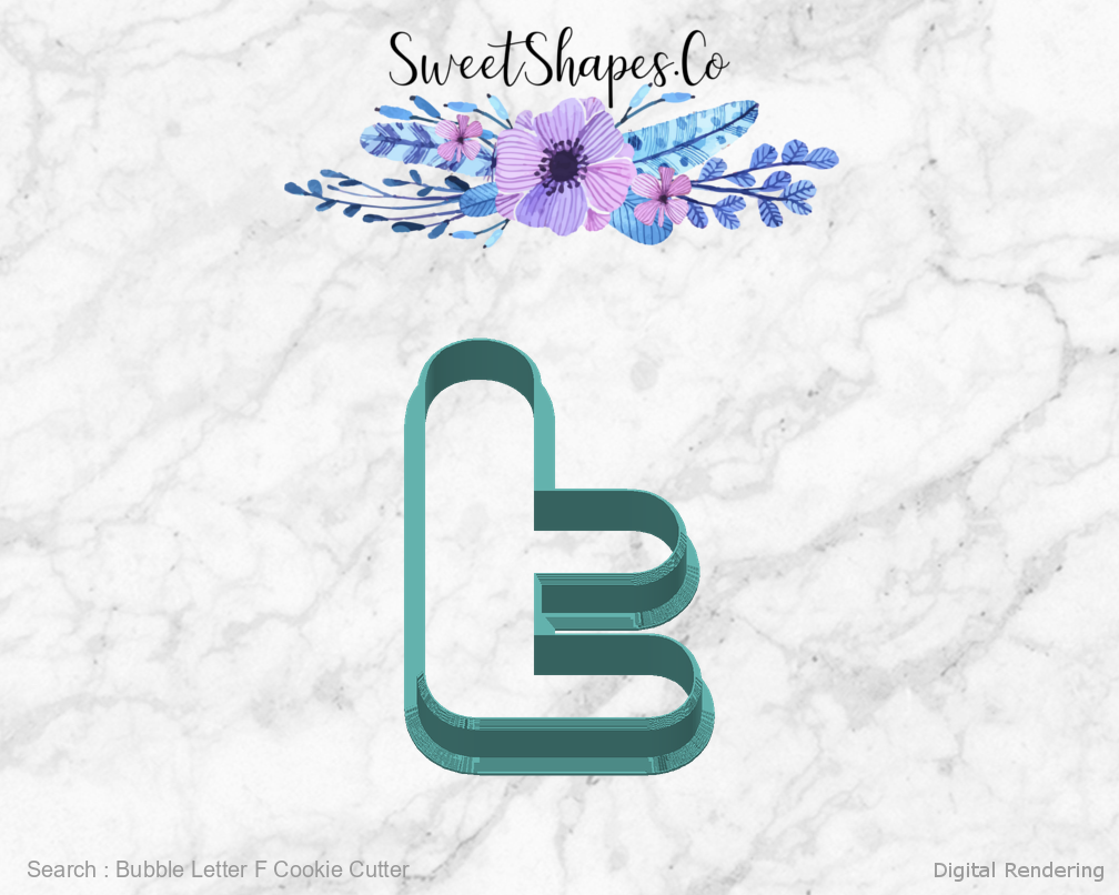 Bubble Letter F Cookie Cutter — back view