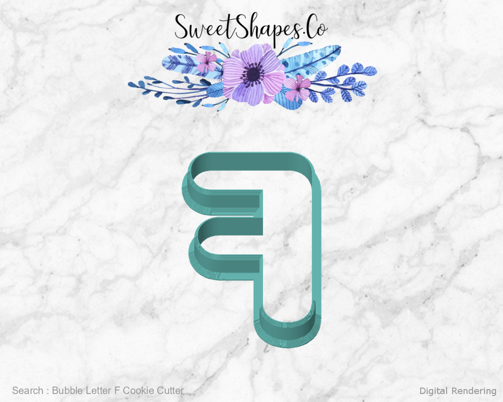Bubble Letter F Cookie Cutter — front view