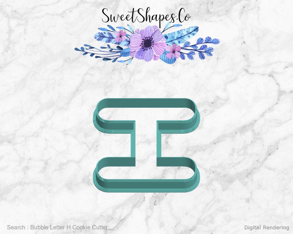 Bubble Letter H Cookie Cutter — left view