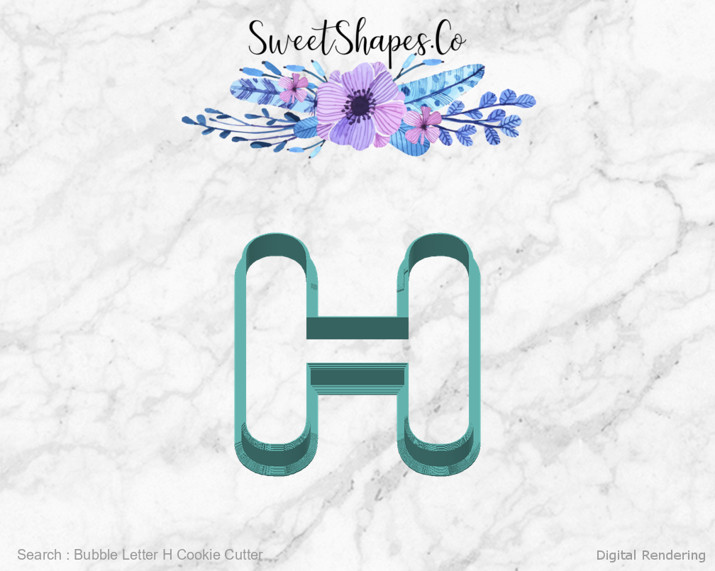 Bubble Letter H Cookie Cutter — back view
