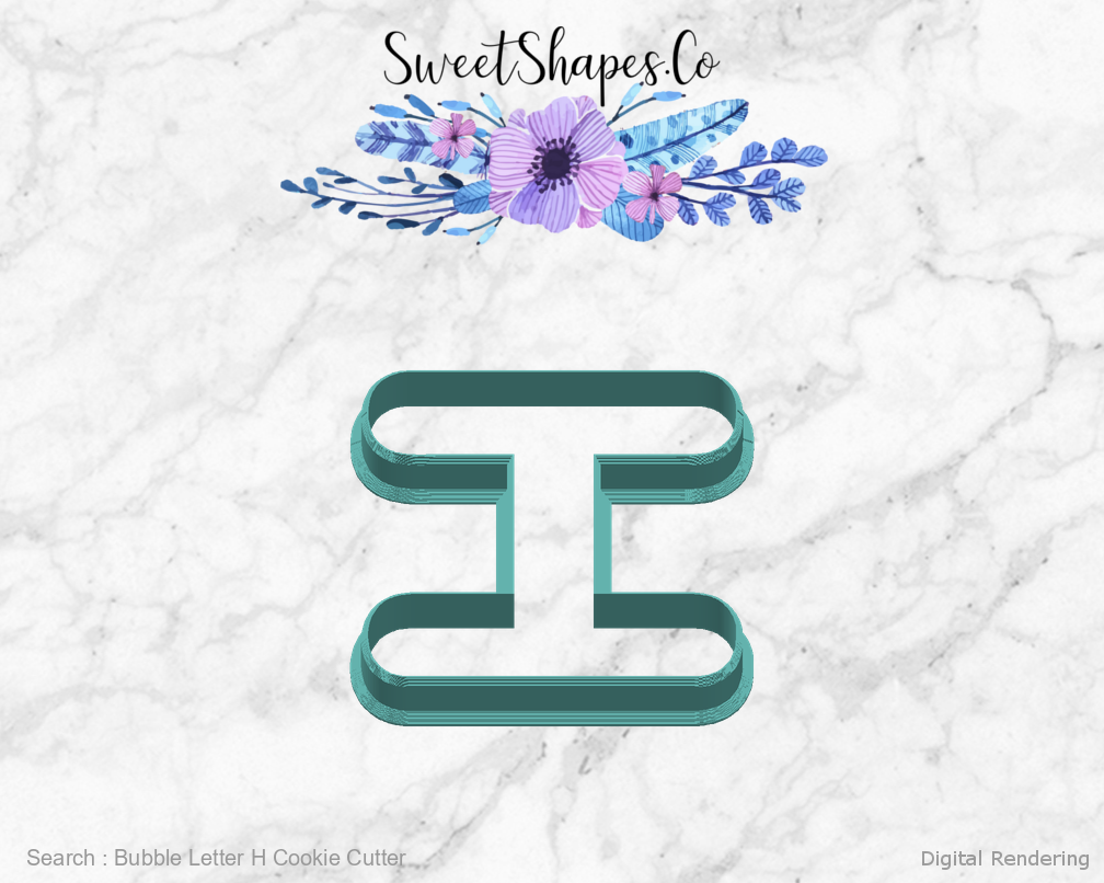 Bubble Letter H Cookie Cutter — right view