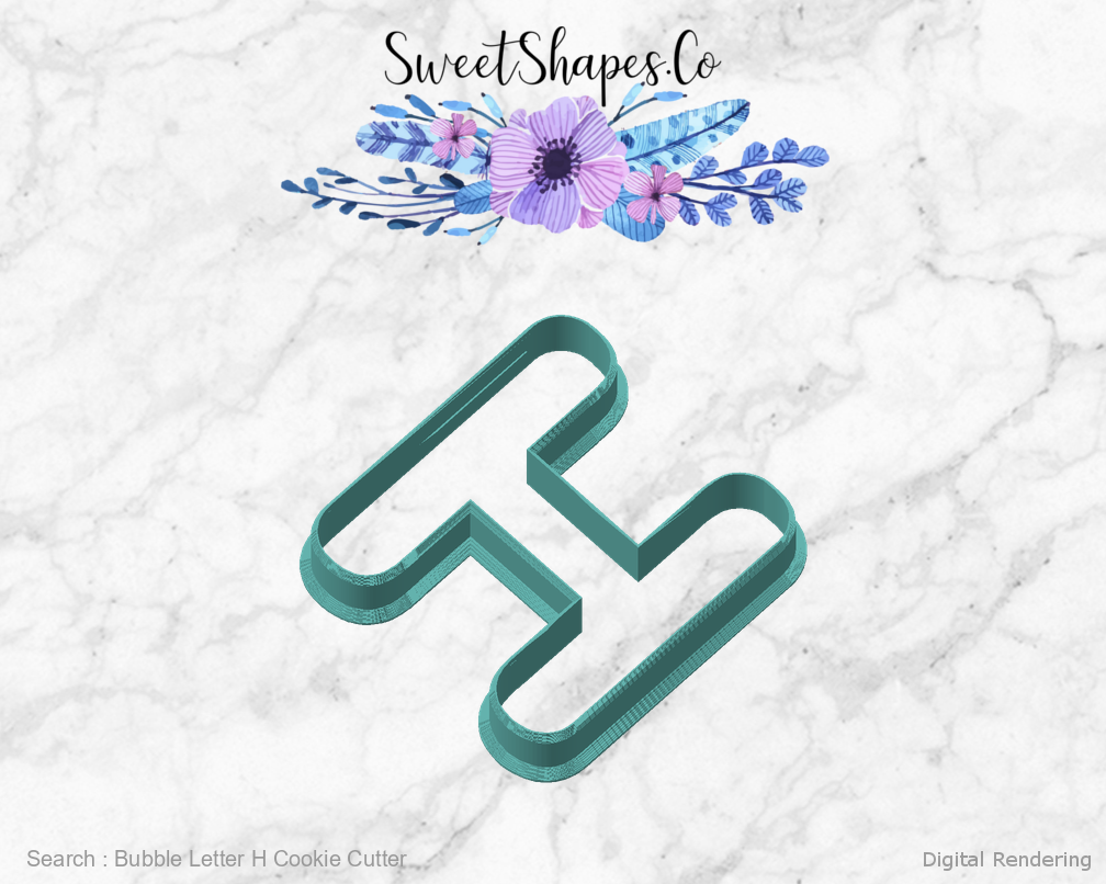 Bubble Letter H Cookie Cutter — angled front view