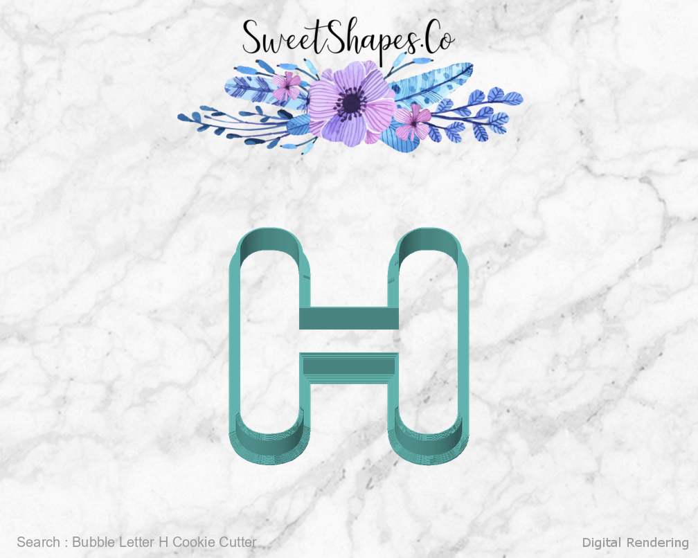 Bubble Letter H Cookie Cutter — front view