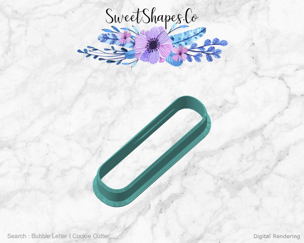 Bubble Letter I Cookie Cutter — angled front view