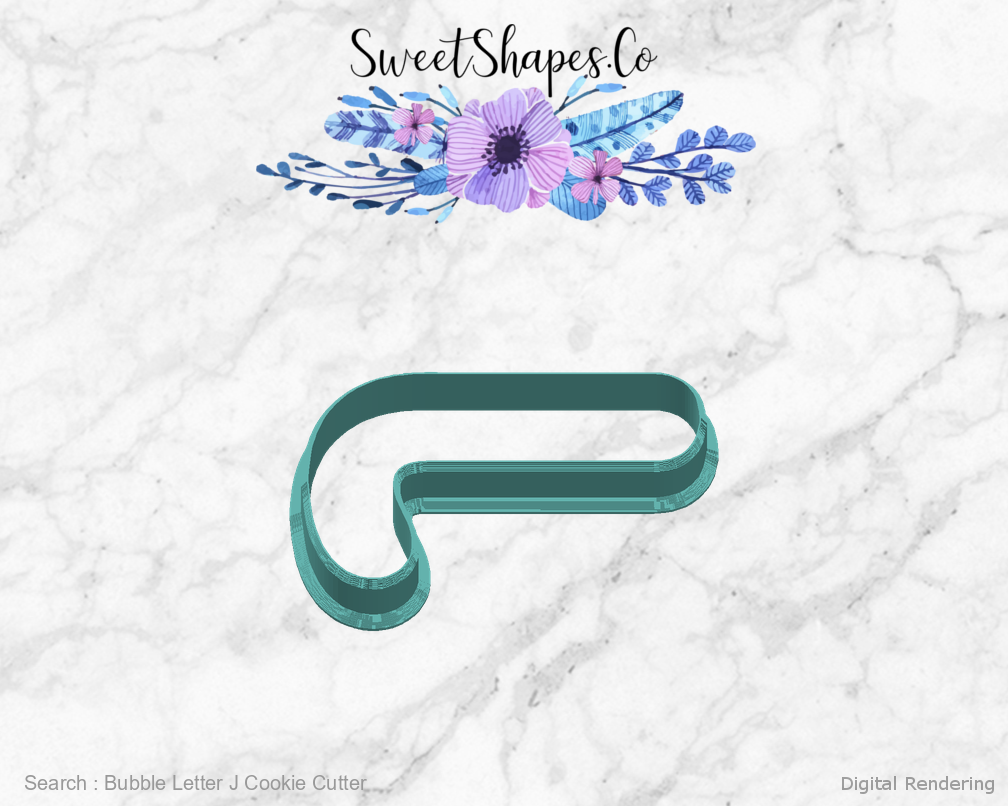 Bubble Letter J Cookie Cutter — right view