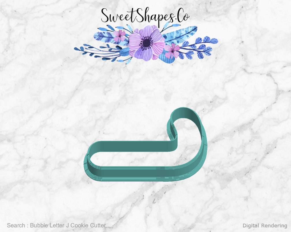Bubble Letter J Cookie Cutter — left view