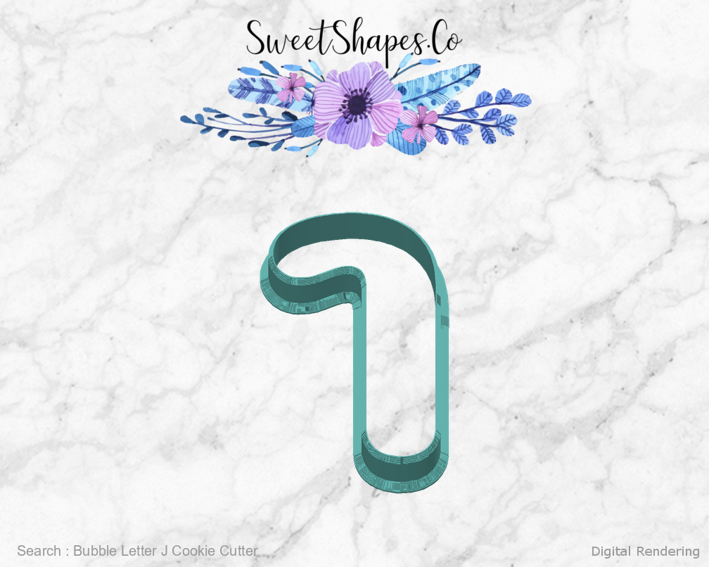 Bubble Letter J Cookie Cutter — back view