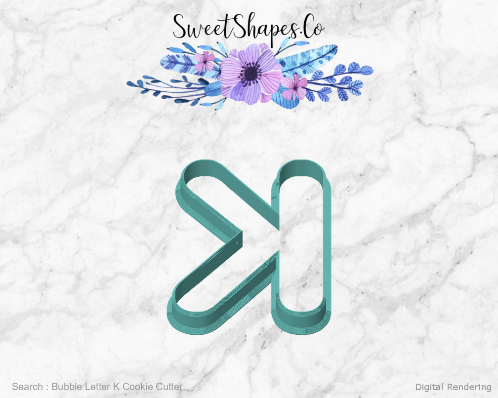 Bubble Letter K Cookie Cutter — front view