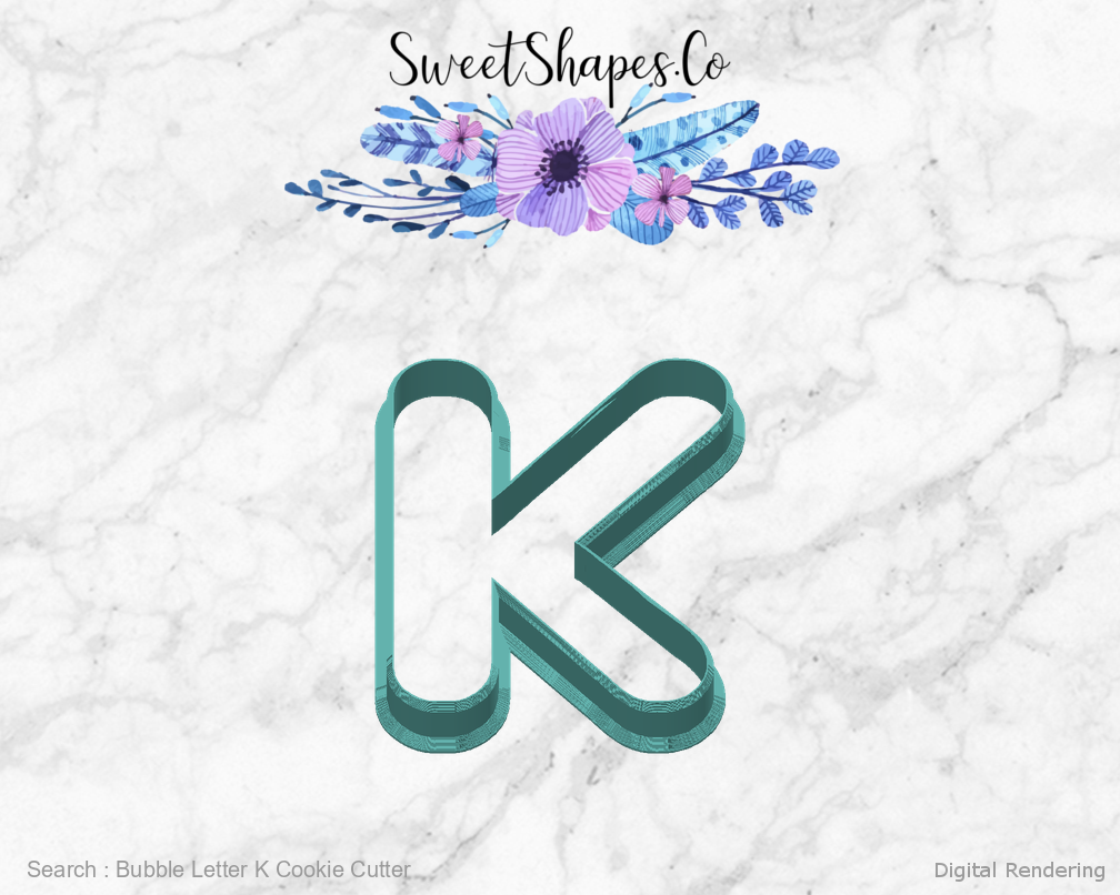 Bubble Letter K Cookie Cutter — back view