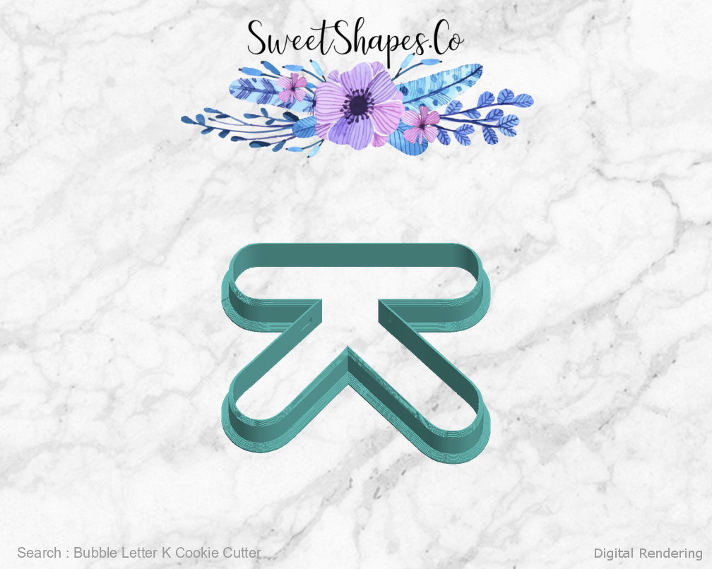 Bubble Letter K Cookie Cutter — left view