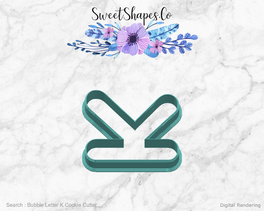 Bubble Letter K Cookie Cutter — right view
