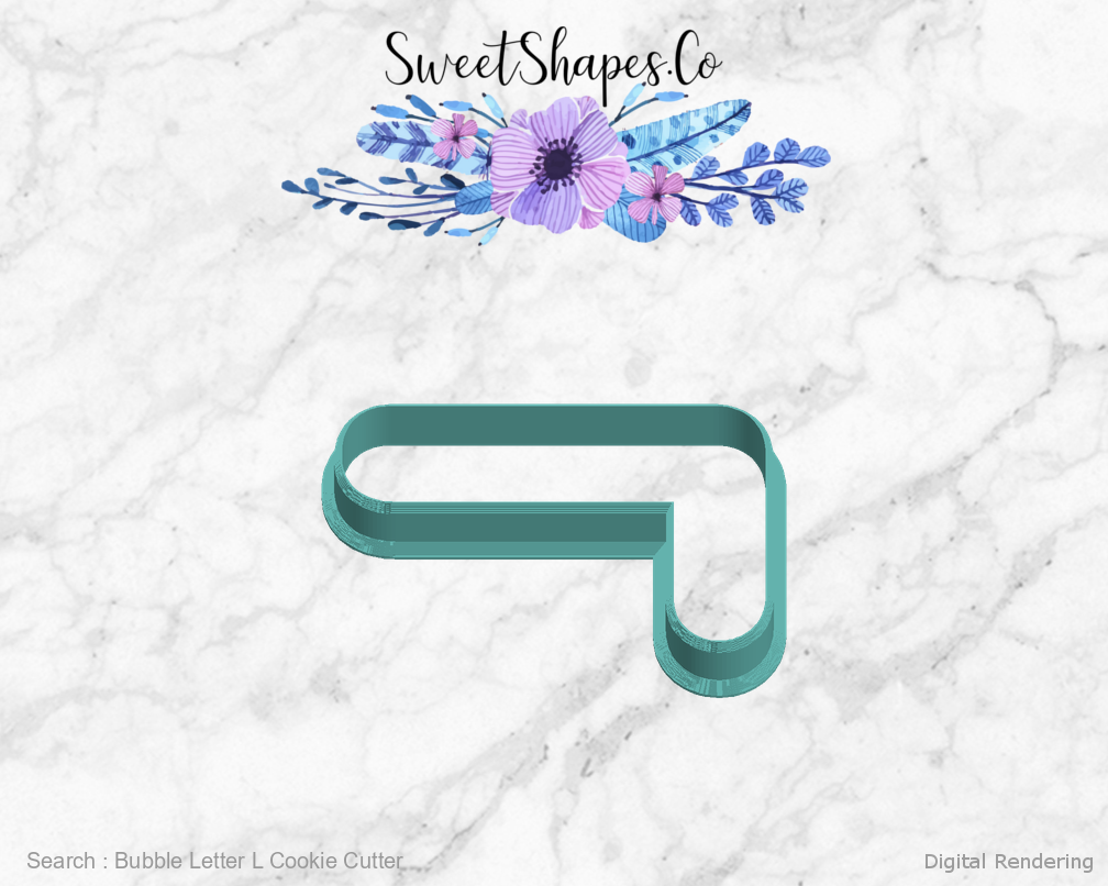 Bubble Letter L Cookie Cutter — left view