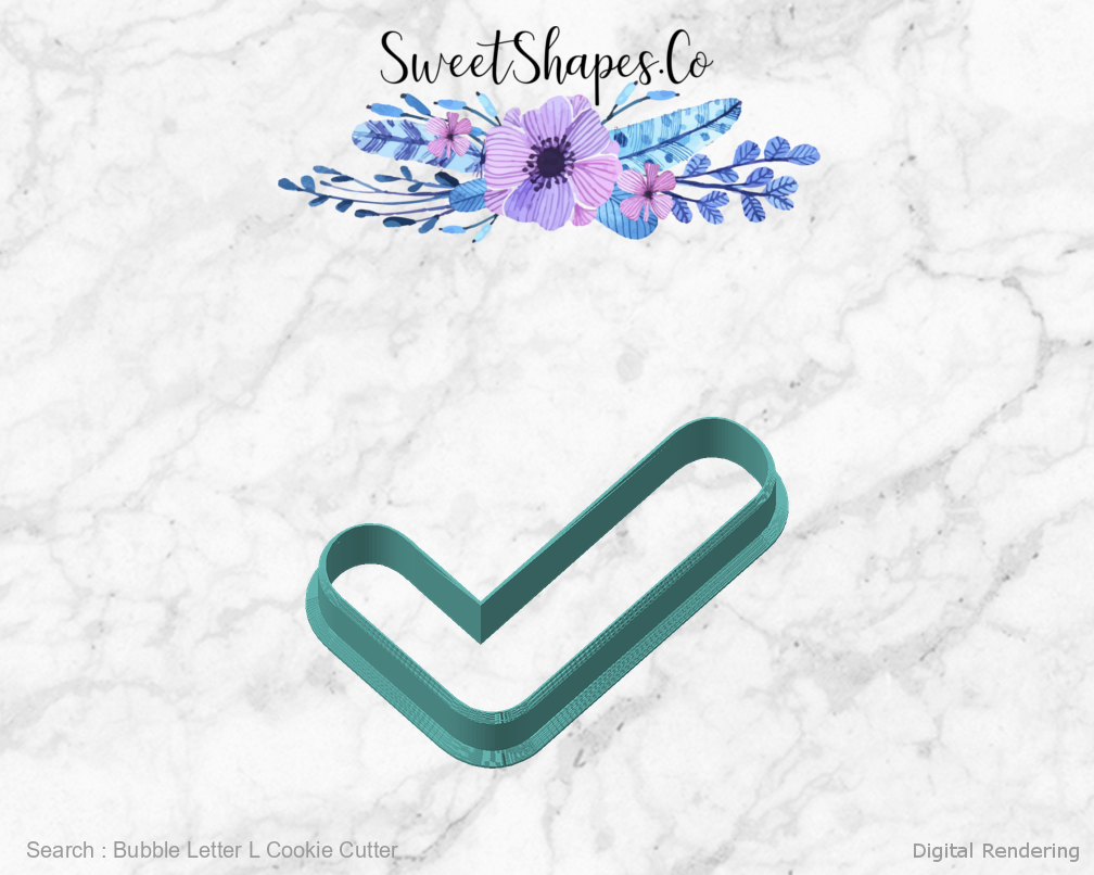 Bubble Letter L Cookie Cutter — angled front view