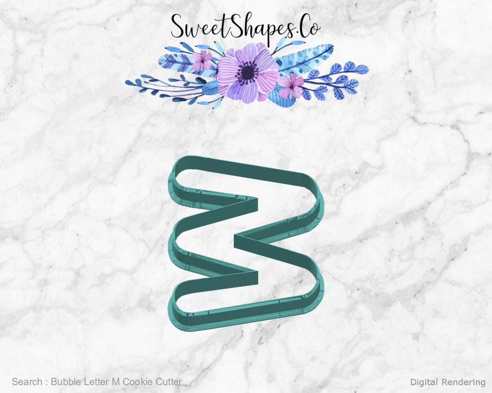 Bubble Letter M Cookie Cutter — right view
