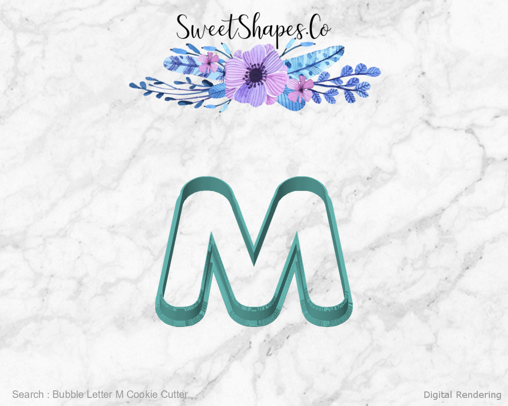 Bubble Letter M Cookie Cutter — front view