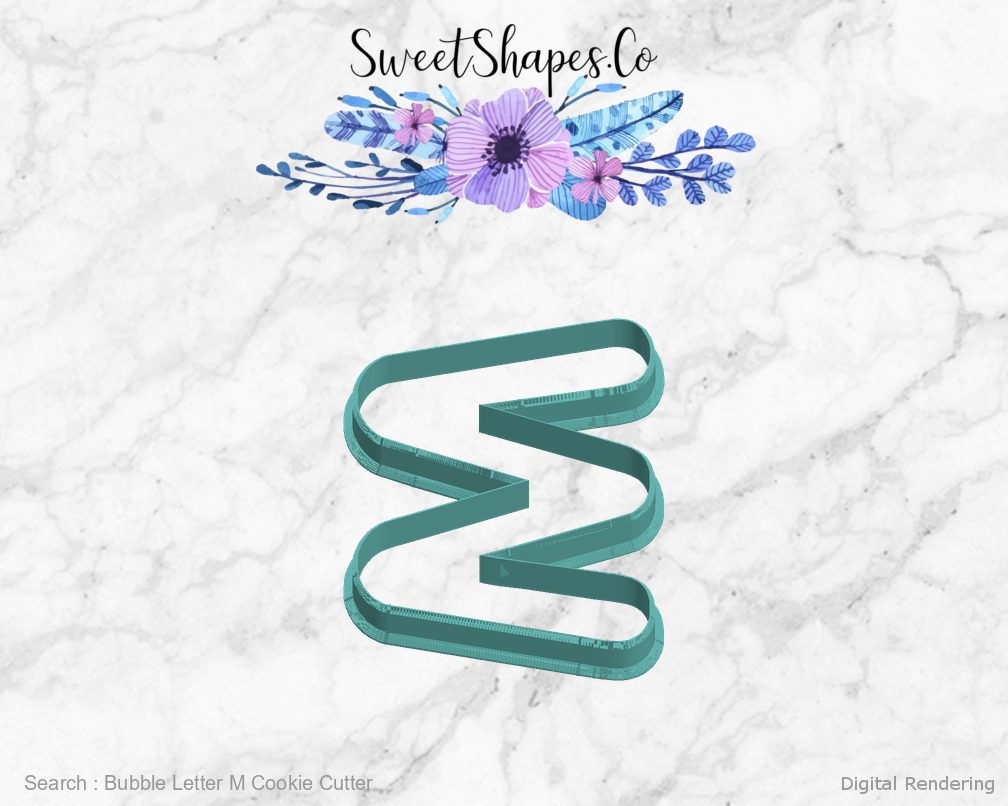 Bubble Letter M Cookie Cutter — left view