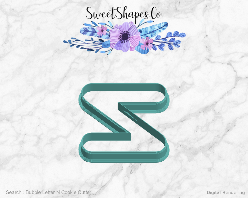 Bubble Letter N Cookie Cutter — left view