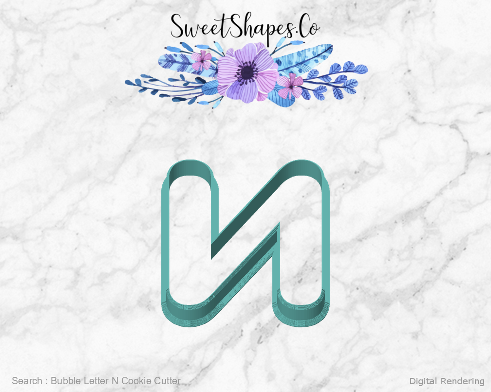 Bubble Letter N Cookie Cutter — front view