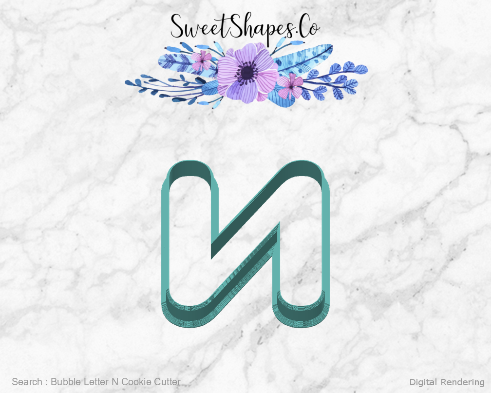 Bubble Letter N Cookie Cutter — back view