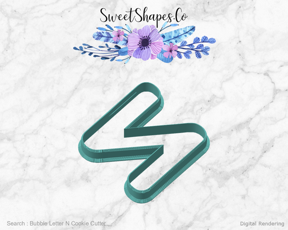 Bubble Letter N Cookie Cutter — angled front view
