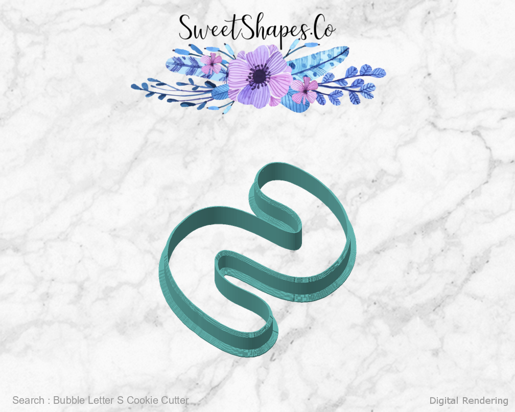 Bubble Letter S Cookie Cutter — angled front view