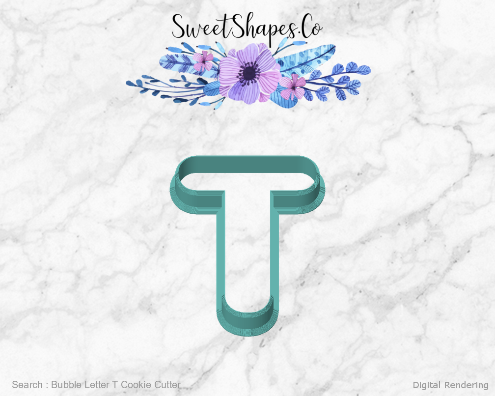 Bubble Letter T Cookie Cutter — front view