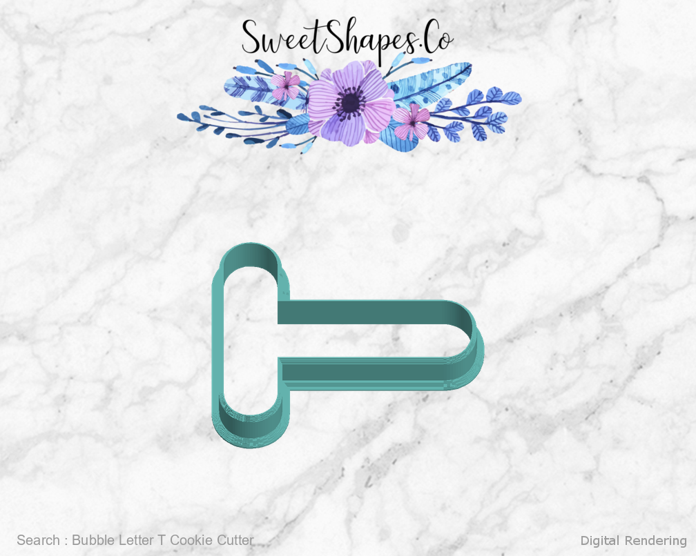 Bubble Letter T Cookie Cutter — left view