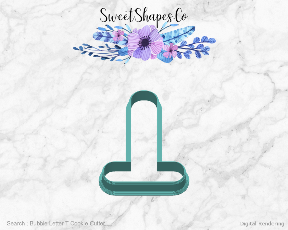 Bubble Letter T Cookie Cutter — back view