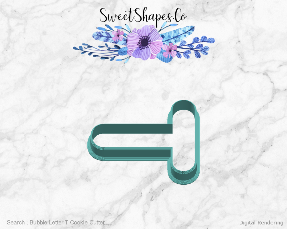 Bubble Letter T Cookie Cutter — right view