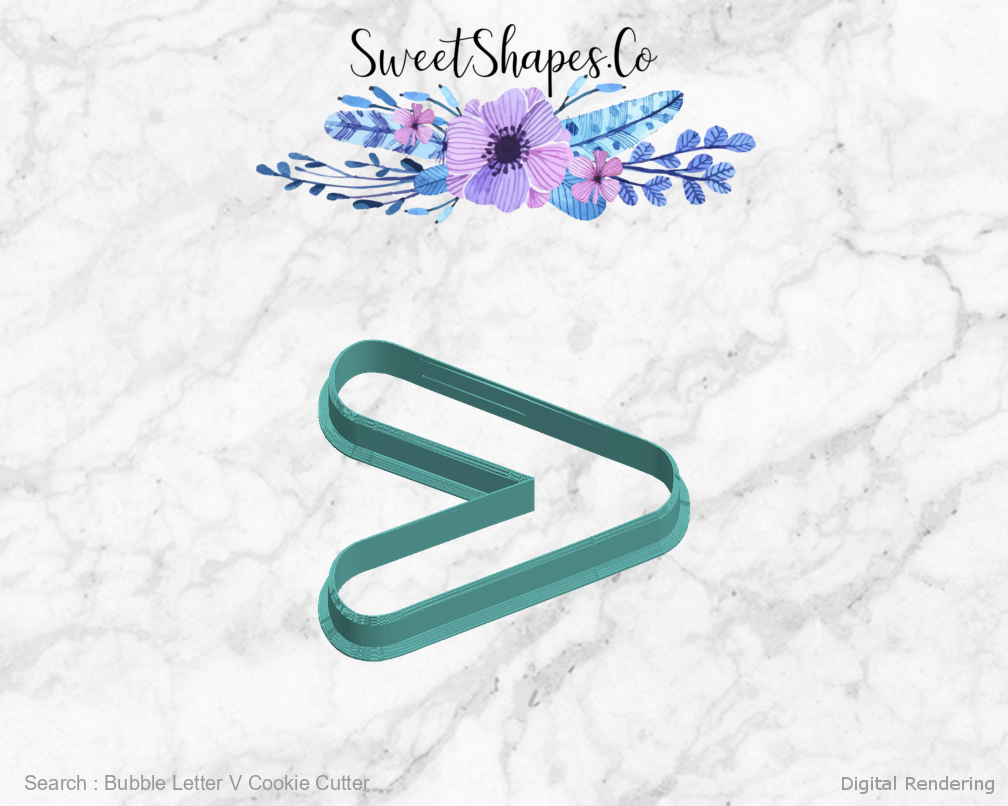 Bubble Letter V Cookie Cutter — left view