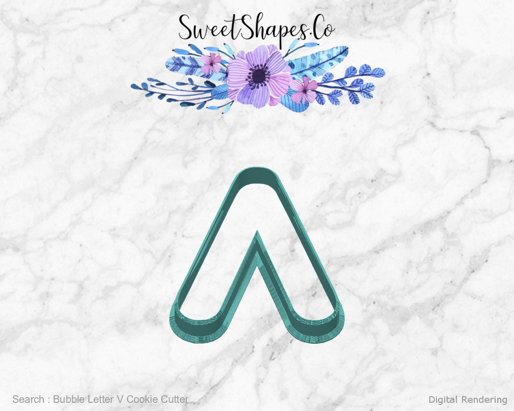 Bubble Letter V Cookie Cutter — back view