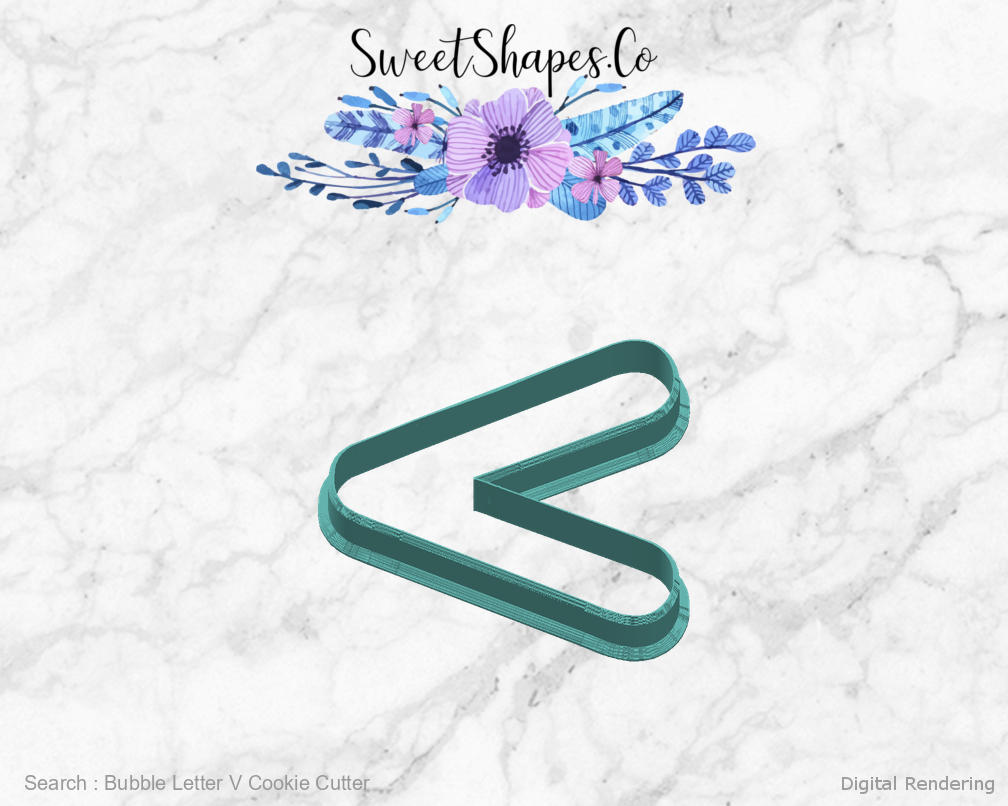 Bubble Letter V Cookie Cutter — right view